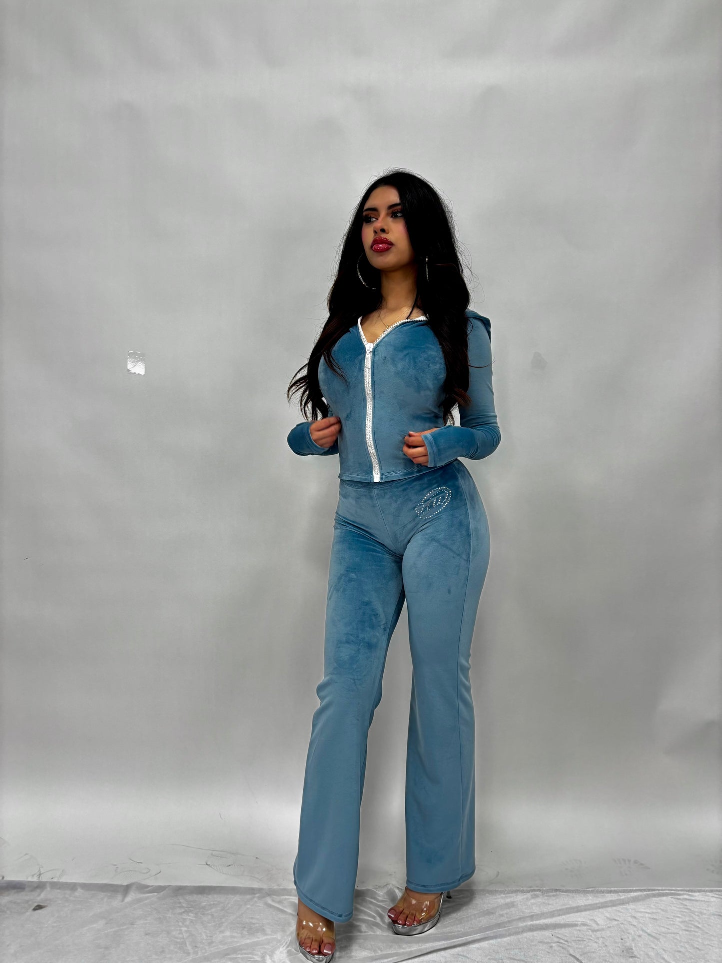 ICEDOLL Velour Flare Pants
